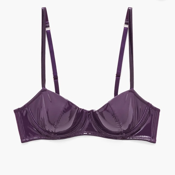 Savage X Fenty Playtime Purple Leather Tease Vinyl Balconette Bra - Picture 2 of 7